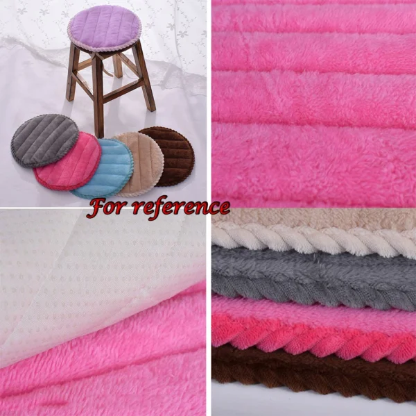 2Pcs Flannel Chair Pads 15 inches Soft Round Seat Cushions for Kitchen Bar High Chairs Stools, Hot Pink - Image 2