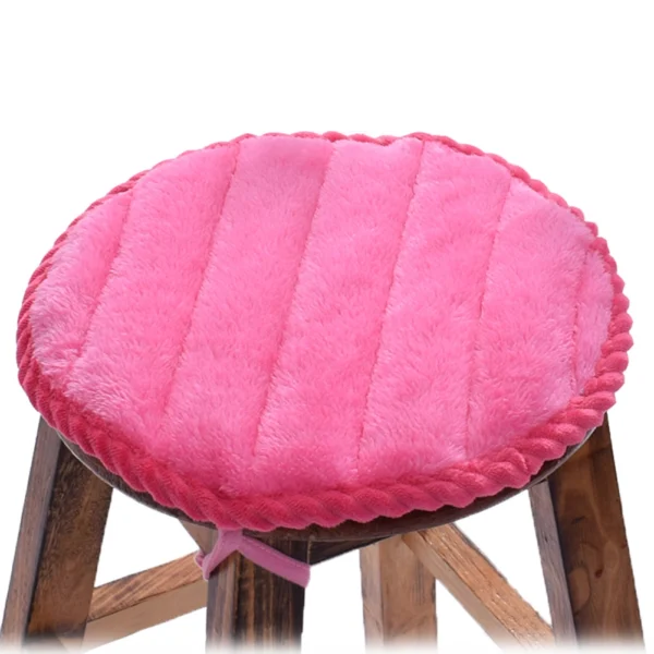 2Pcs Flannel Chair Pads 15 inches Soft Round Seat Cushions for Kitchen Bar High Chairs Stools, Hot Pink