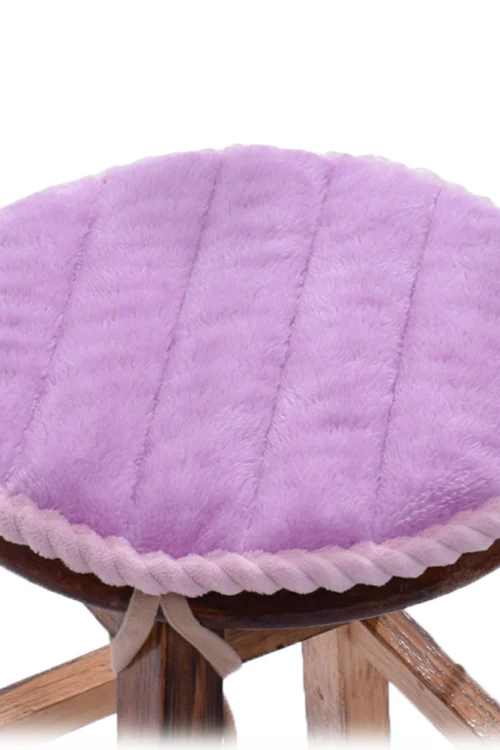 2Pcs Flannel Chair Pads 15 inches Soft Round Seat Cushions for Kitchen Bar High Chairs Stools, Purple