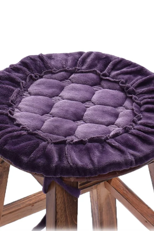 2Pcs Round Chair Pads 15 inches Flannel Seat Cushions for Kitchen Bar Stools High Chairs – Purple