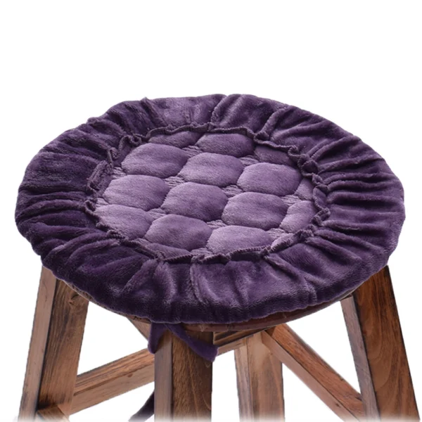 2Pcs Round Chair Pads 15 inches Flannel Seat Cushions for Kitchen Bar Stools High Chairs - Purple