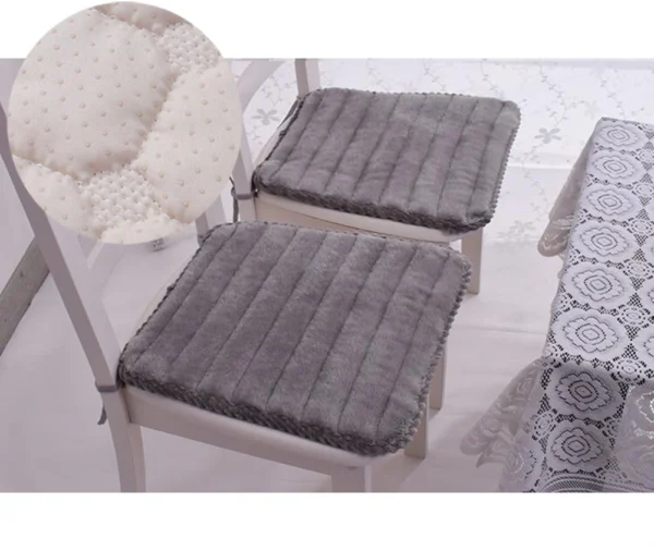 2Pcs Soft Chair Pads With Ties Flannel Chair Cushions for Kitchen Dining Room Office - Grey - Image 2