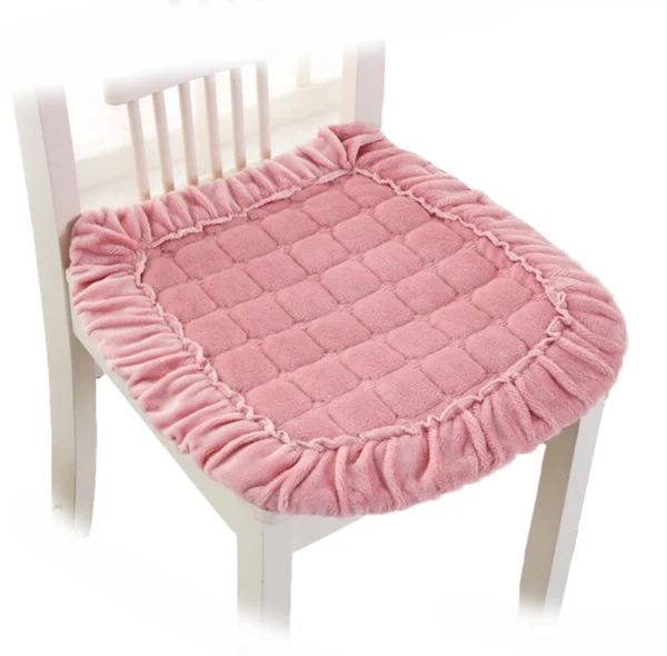 2Pcs Soft Chair Pads With Ties Lovely Pink Flannel Chair Cushions for Kitchen Dining Room Office