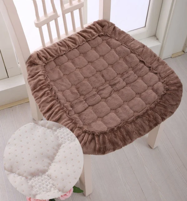 2Pcs Soft Chair Pads With Ties Luxury Brown Flannel Chair Cushions for Kitchen Dining Room Office - Image 2