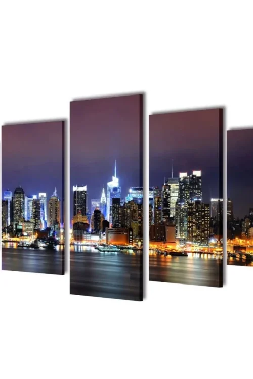 Canvas Wall Print Set Colorful New York Skyline 39″ x 20″