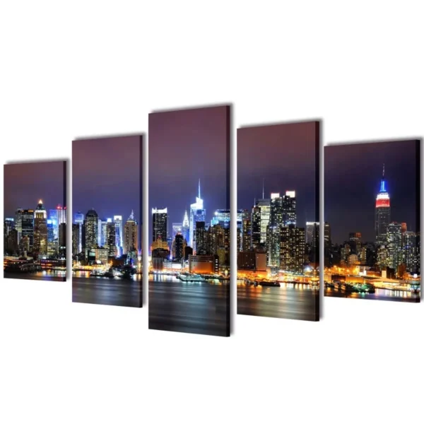 Canvas Wall Print Set Colorful New York Skyline 39" x 20"