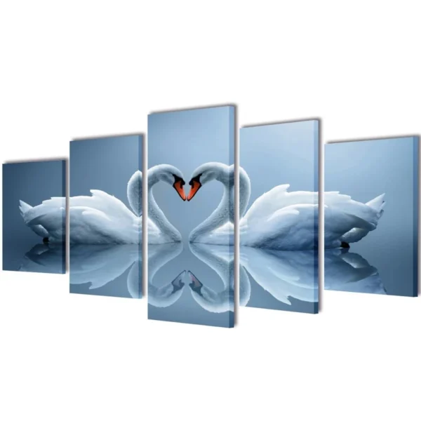 Canvas Wall Print Set Swan 39" x 20"