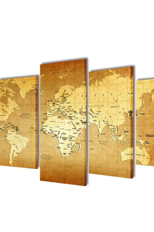 Canvas Wall Print Set World Map 39″ x 20″