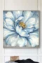 Handmade Gold Foil Abstract Oil Painting Wall Art Modern Minimalist Blue Color Flowers Canvas Home Decorative For Living Room No Frame 80x80