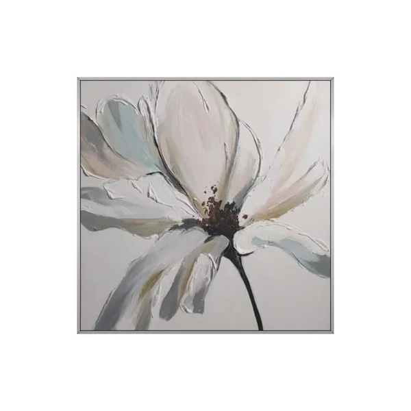 Modern Abstract Hand Painted White Flowers Canvas Wall Art Oil Paintings Posters Large Flowers Home Decoration Canvas 70x70 - Image 2