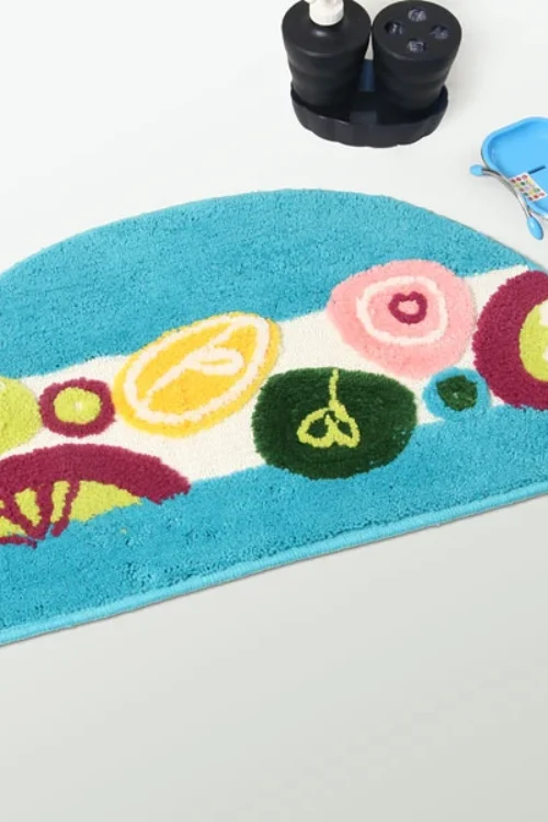 Naomi – [Blue Semicircle] Kids Room Rugs (15.7 by 24.8 inches)