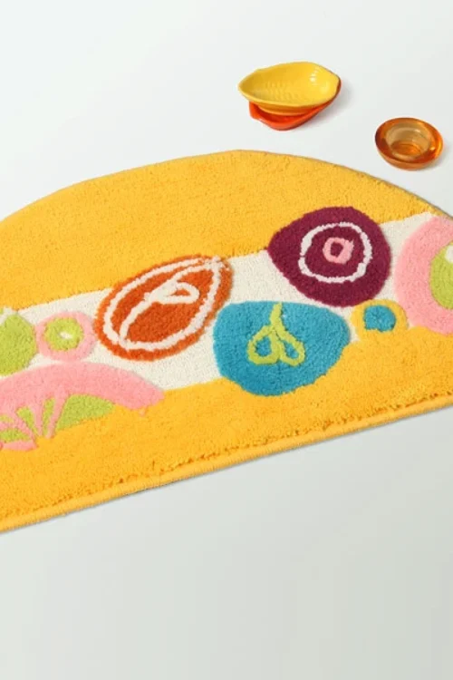 Naomi – [Orange Semicircle] Kids Room Rugs (15.7 by 24.8 inches)