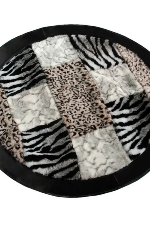 Onitiva – [Zebra-Stripe & Leopard] Patchwork Rugs (35.4 by 35.4 inches)