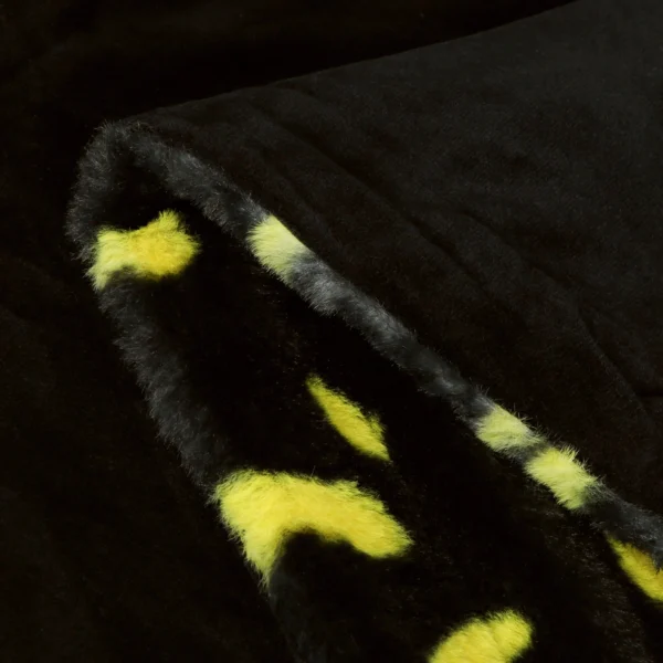 Printed Faux Rabbit Fur Throw; Lightweight Plush Cozy Soft Blanket; 50"x60" Black Leopard - Image 4